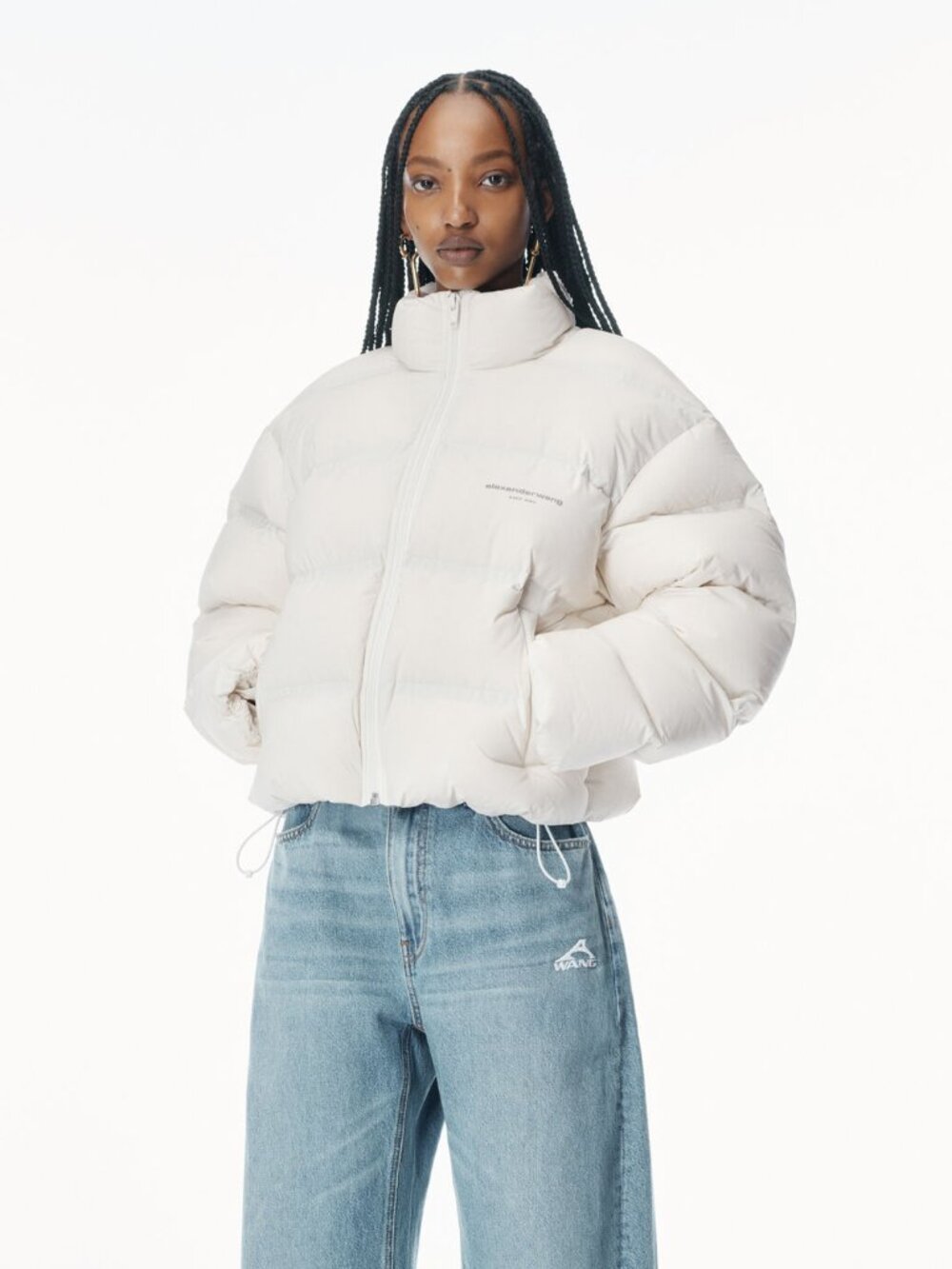 Alexanderwang White Logo Jacquard Puffer Jacket